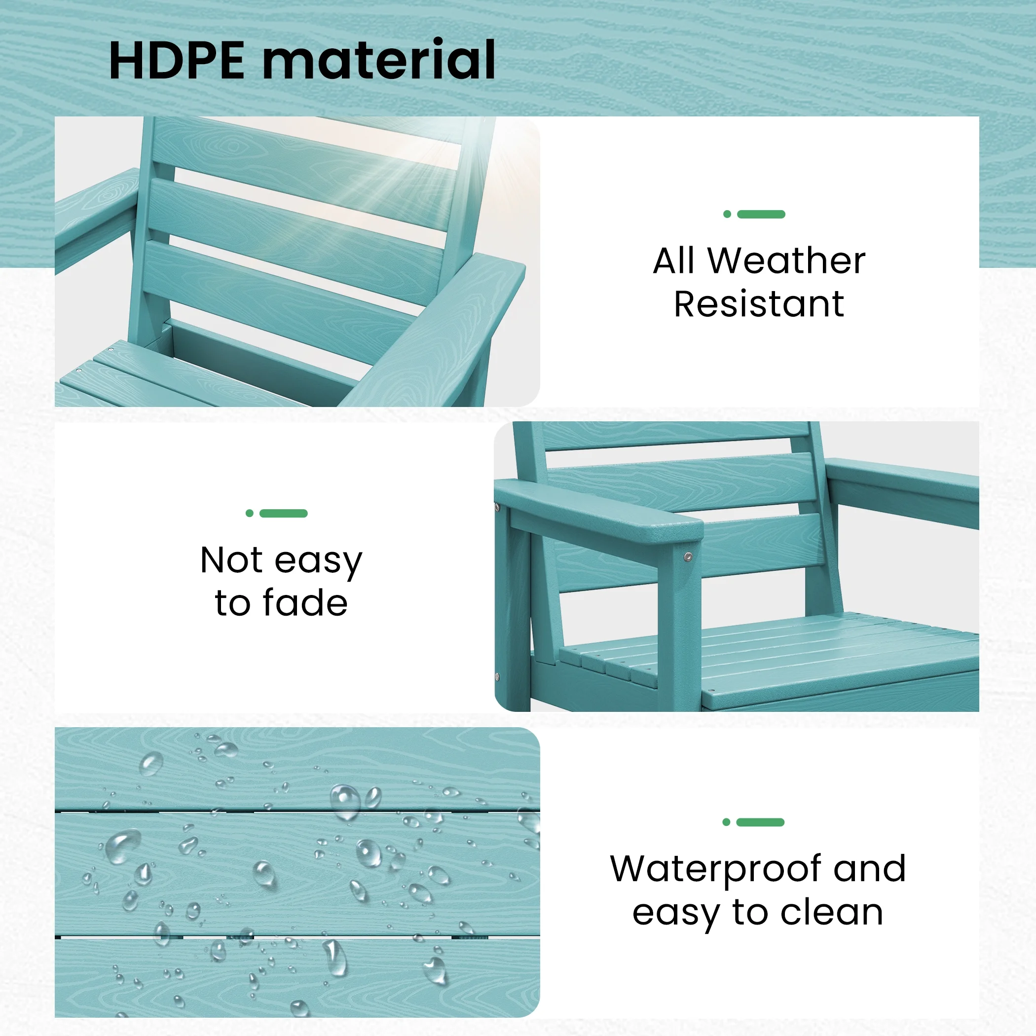SERWALL Outdoor HDPE Dining Table Set, 7-Piece Outdoor Dining Table Sets with Umbrella Hole, Grey - Image 24