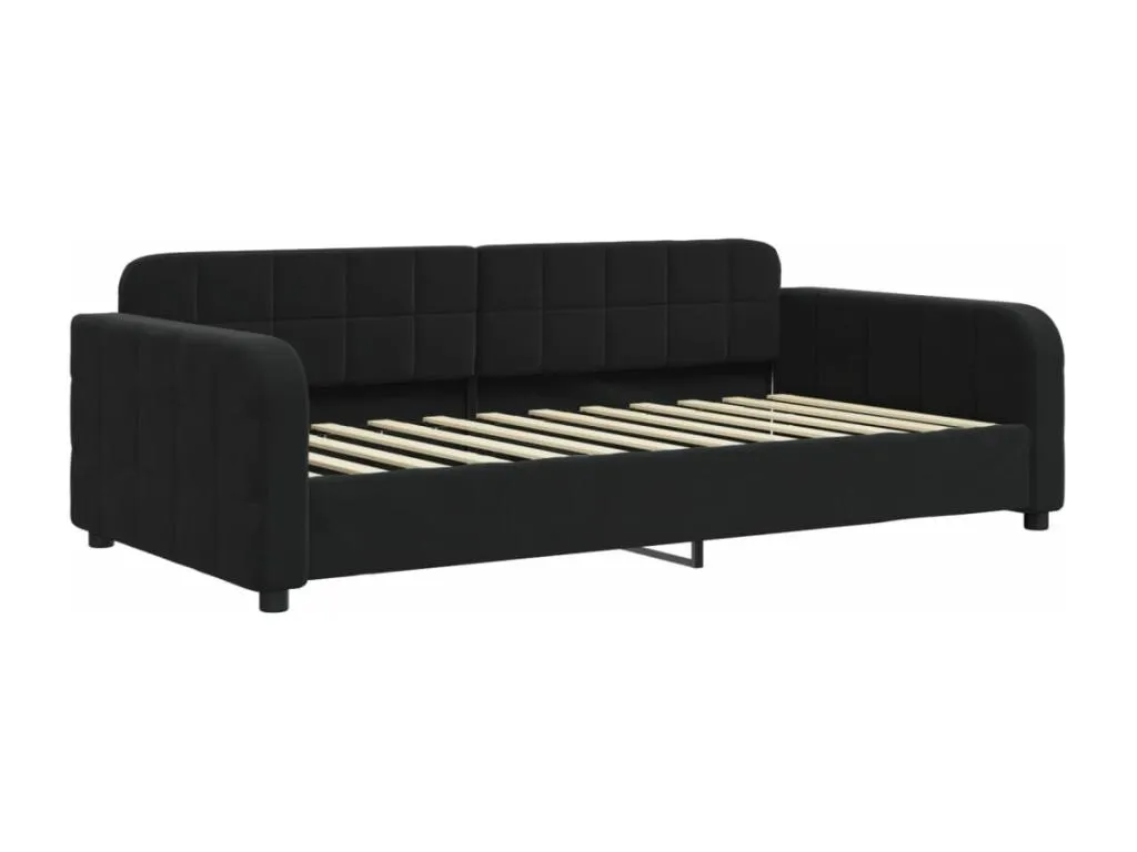 Sofá cama sin colchón terciopelo negro 90x200 cm