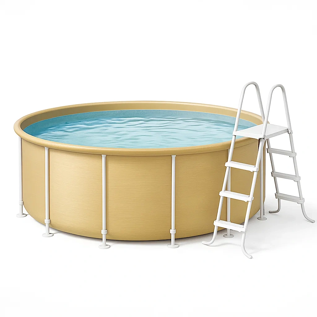 Piscina tubular redonda desmontable acero 358x98 cm color beige con filtro y escalera VpVwTzv256dS