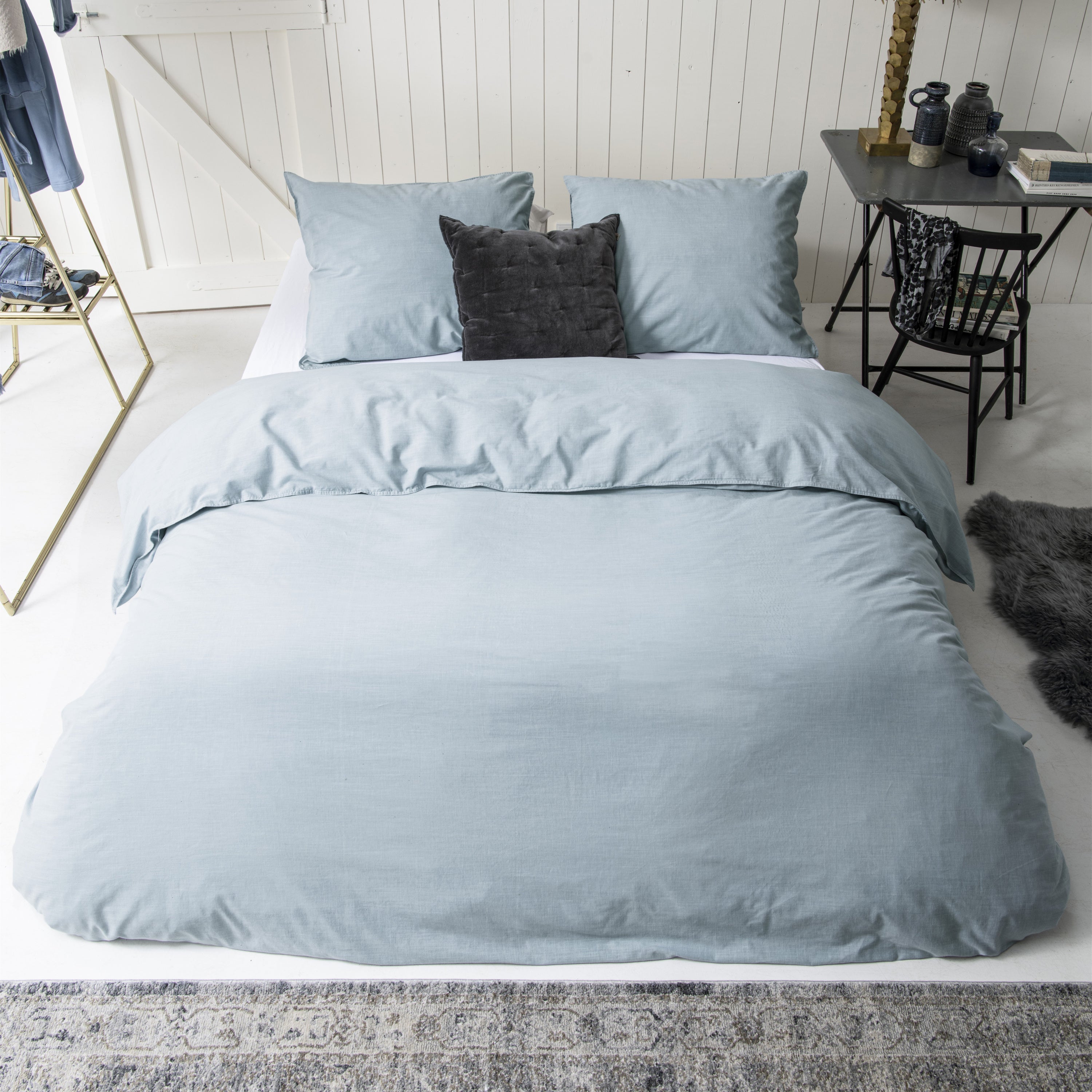 Walra Vintage Cotton Dekbedovertrek 240 x 220/240 cm - Jeans Blauw