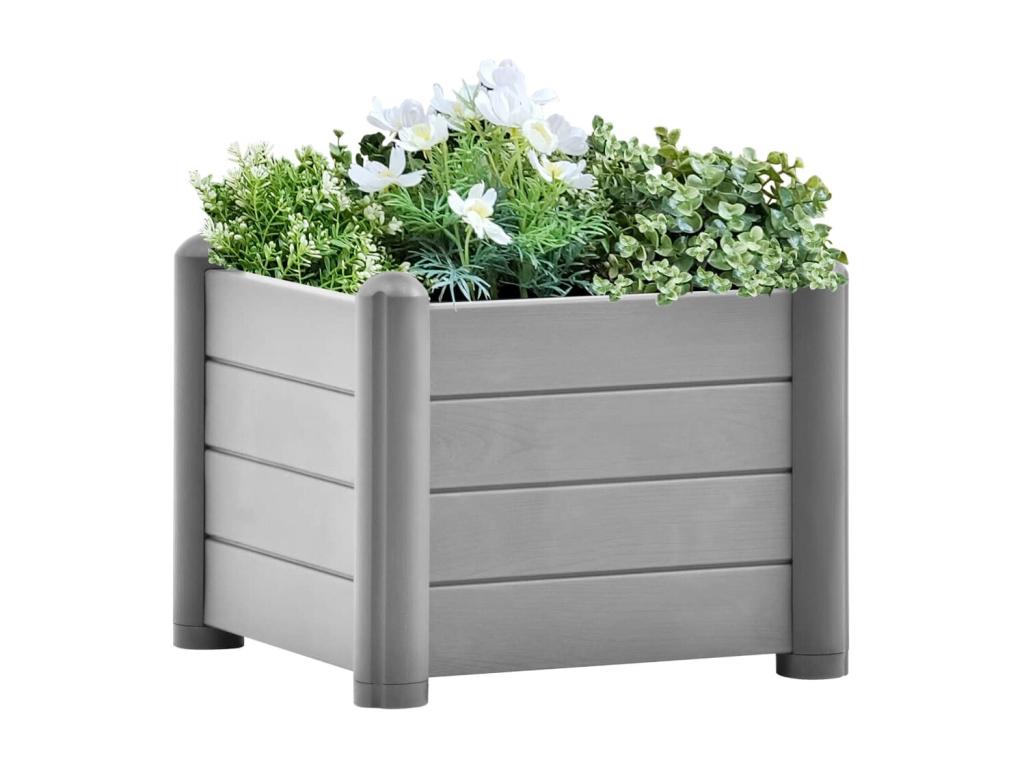 Arriate de jardín PP gris piedra 43x43x35 cm