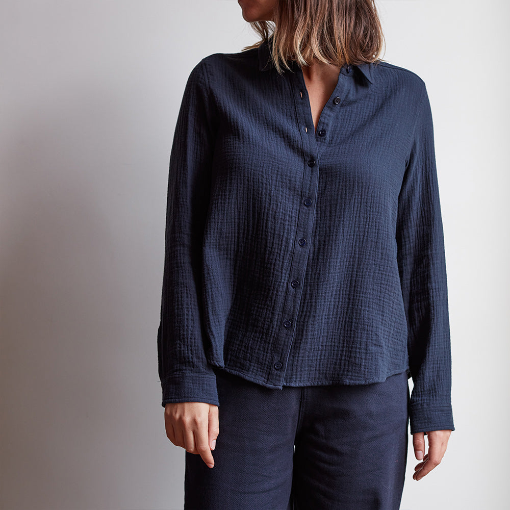 Merci - Chemise en gaze de coton - Marine
