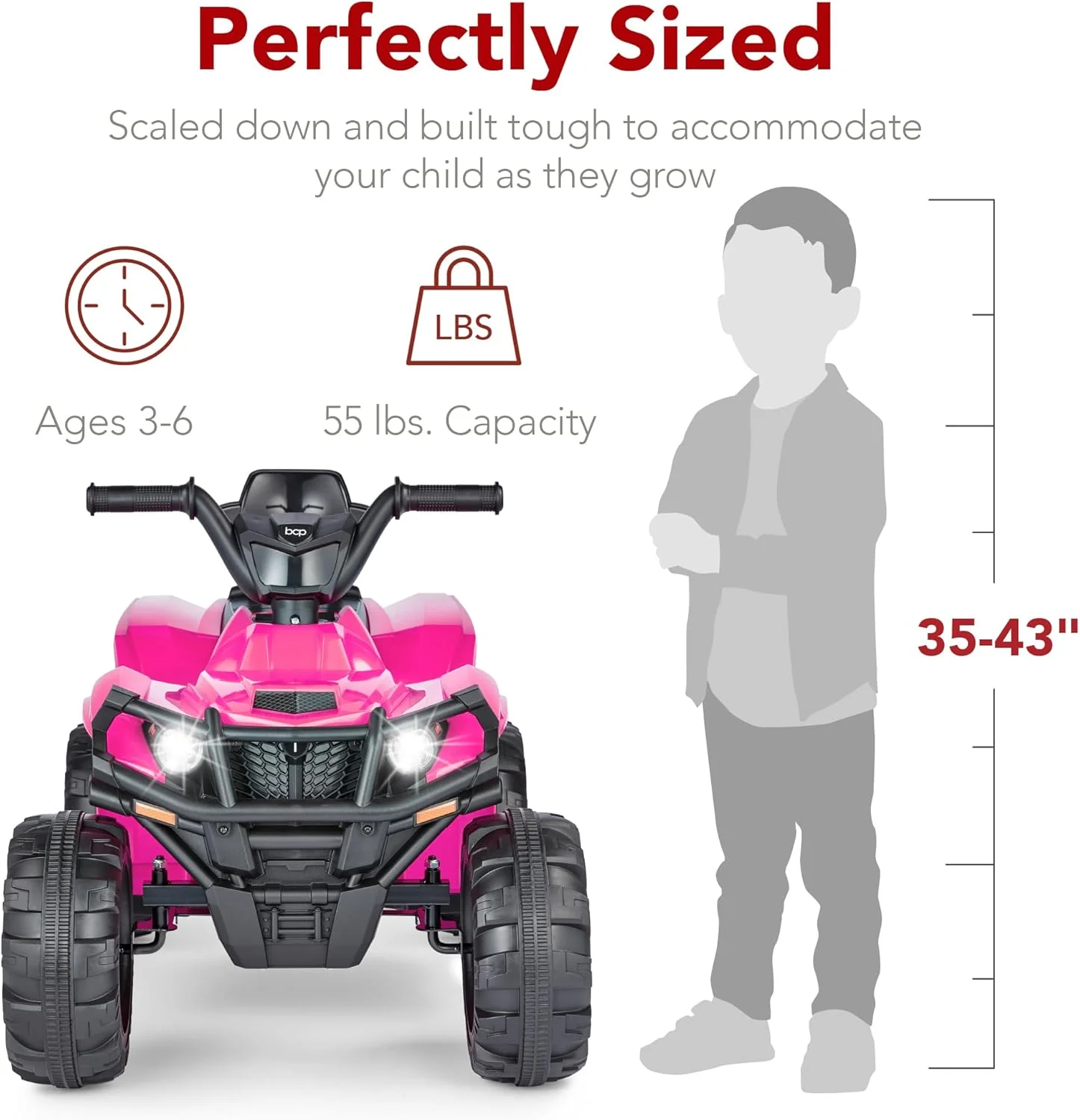 Best Choice Products 12V Kids Ride-On Electric ATV, 4-Wheeler Quad Car Toy w/Bluetooth Audio, 2.4mph Max Speed, Treaded Tires, LED Headlights, Radio