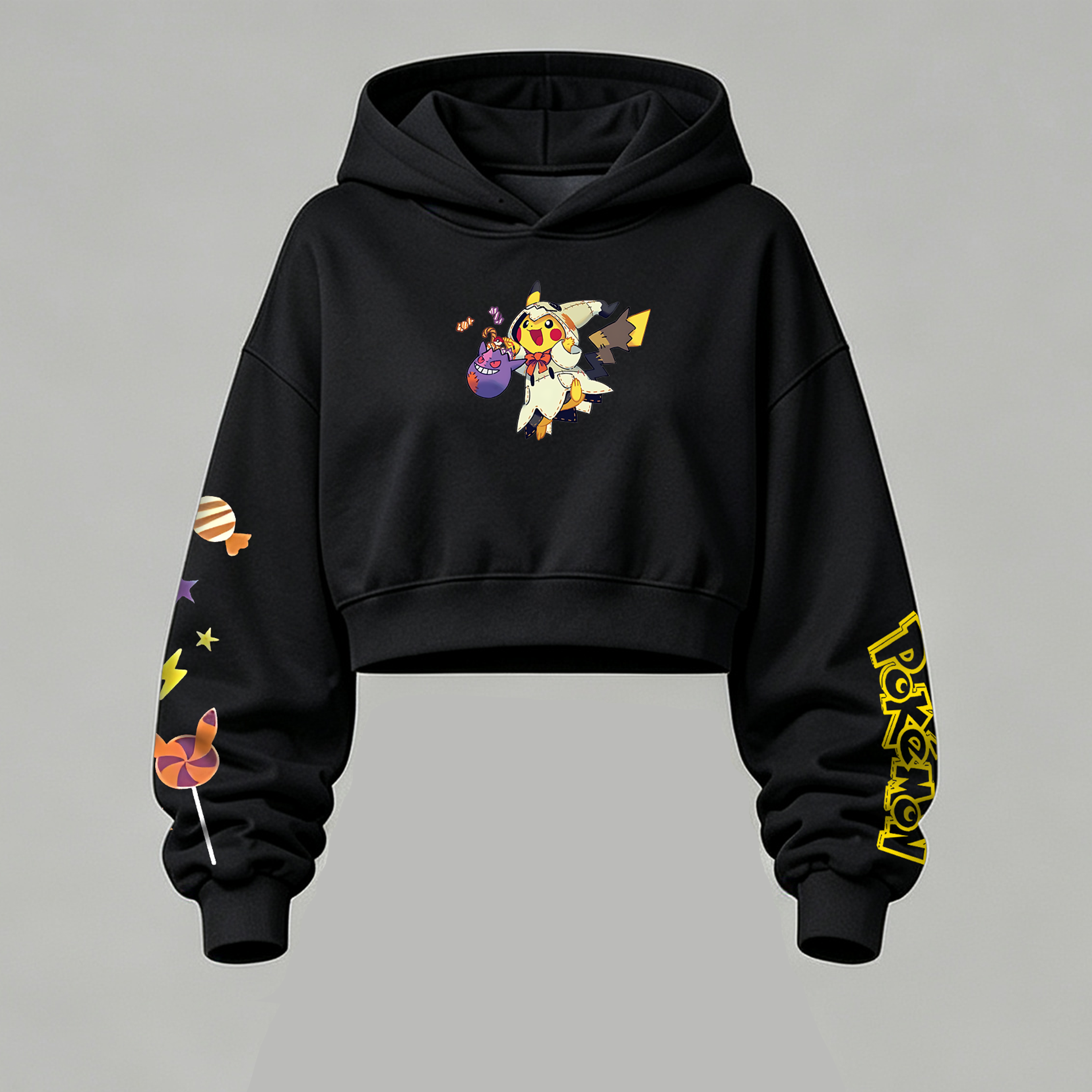 Pokémon Halloween Series Cropped Long Sleeve Hoodie & High Waist Jogger Pants Two Piece TeeThreads Sustain the Scene with Custom Apparel