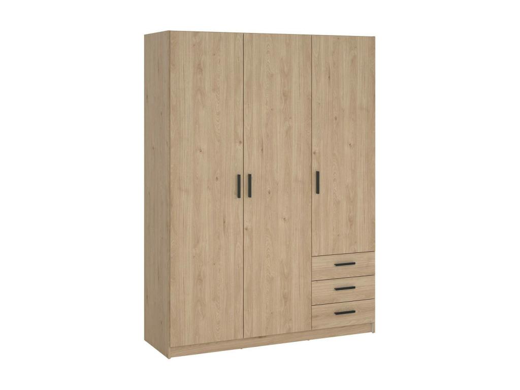 Armario 3 puertas Dsenk, Muebles de dormitorio, Vestidor, Armario de ropa, 147x50 h200 cm, Roble