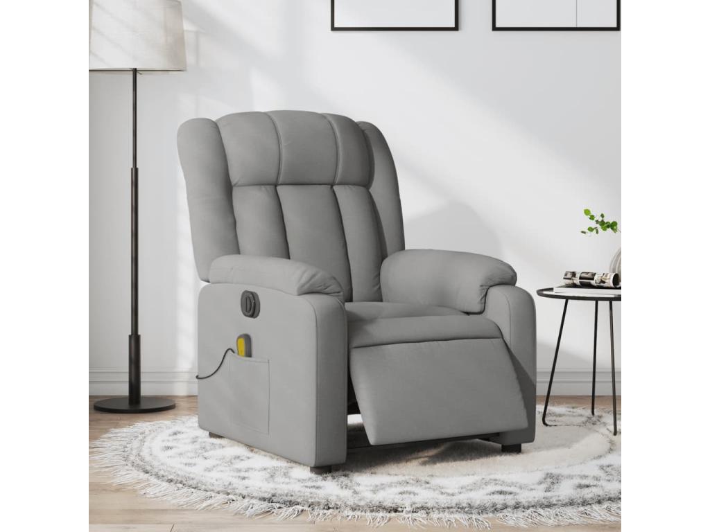 Sillón reclinable de masaje eléctrico tela gris claro