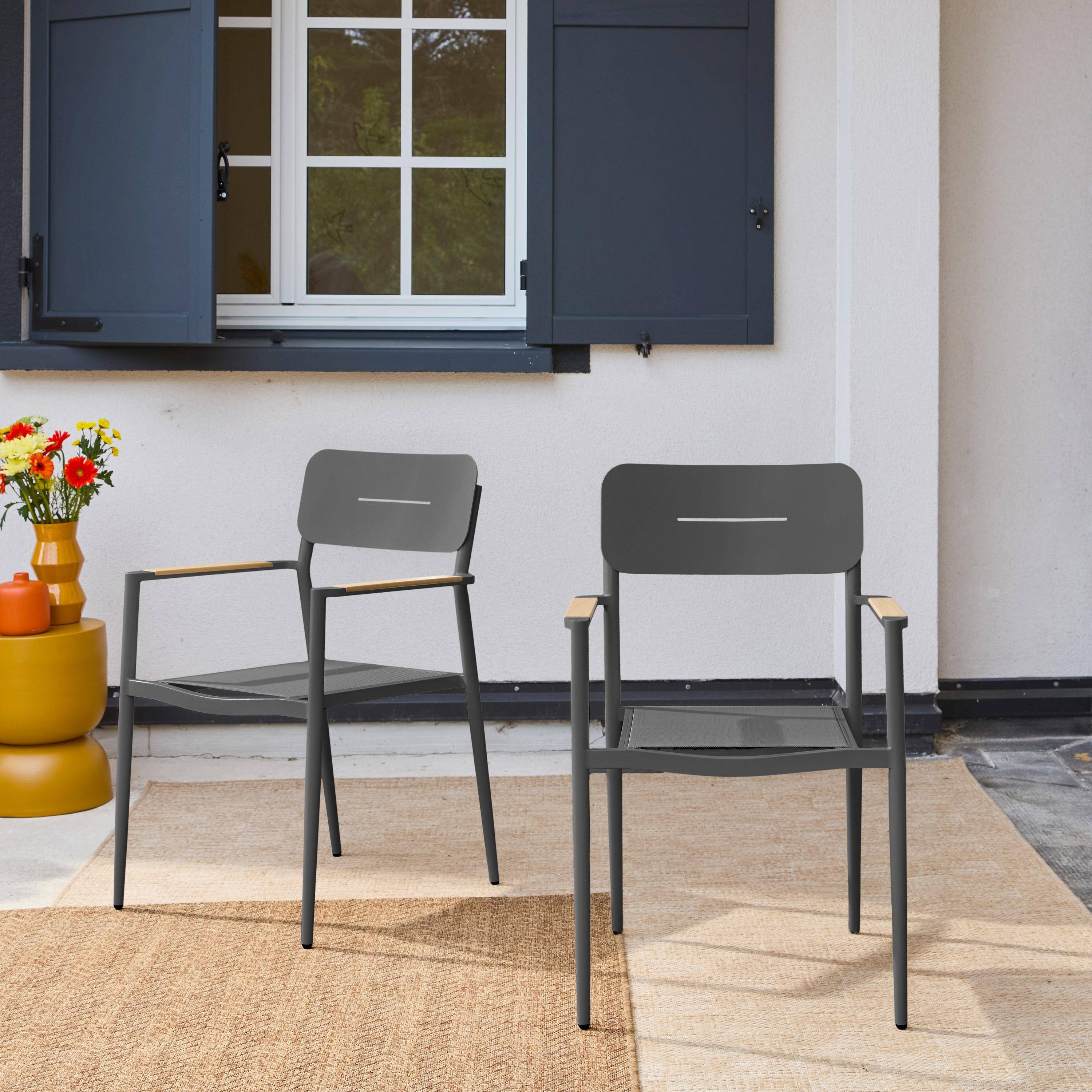 Fira - Sillón de jardín de aluminio y textileno, set 2
