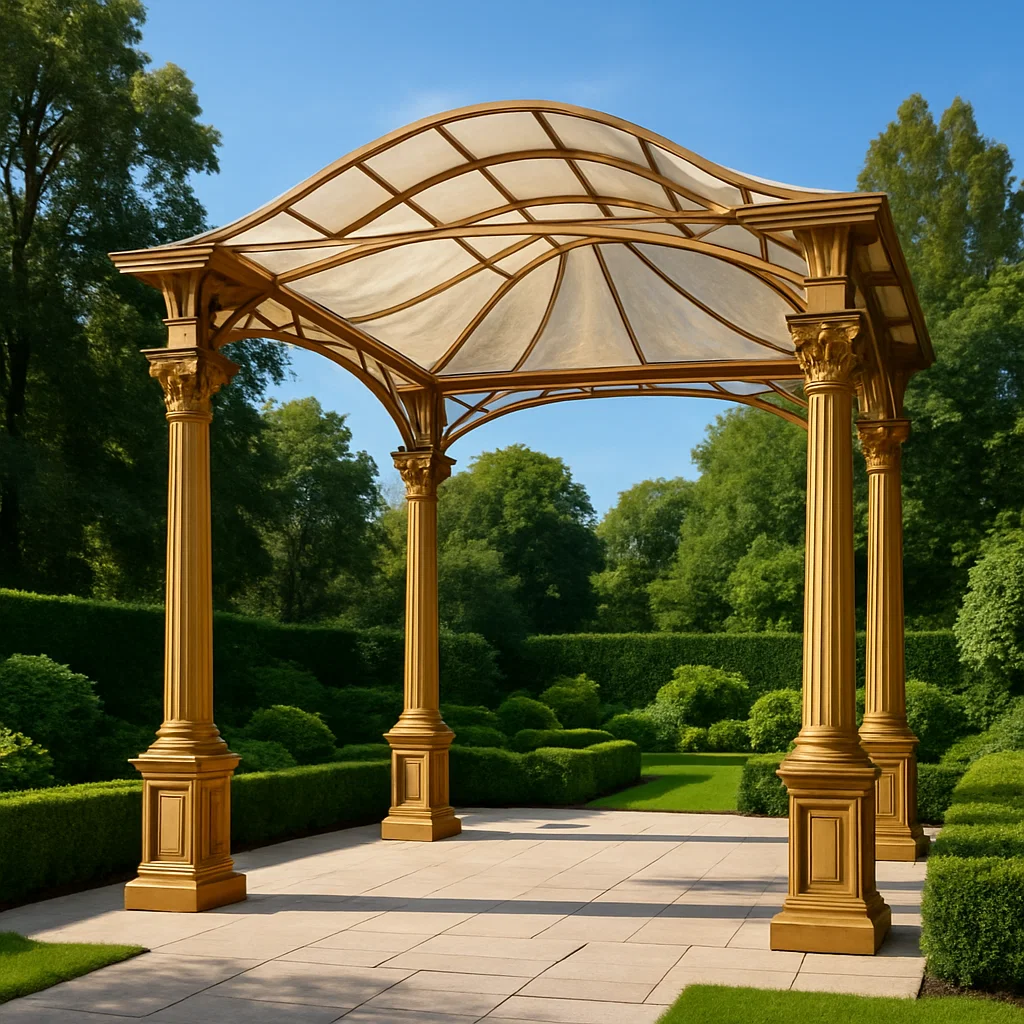 Pérgola de madera para jardín - Color dorado - para exterior - 400 cm largo x 260 cm alto x 380 cm profundo Mcxqngp315RT