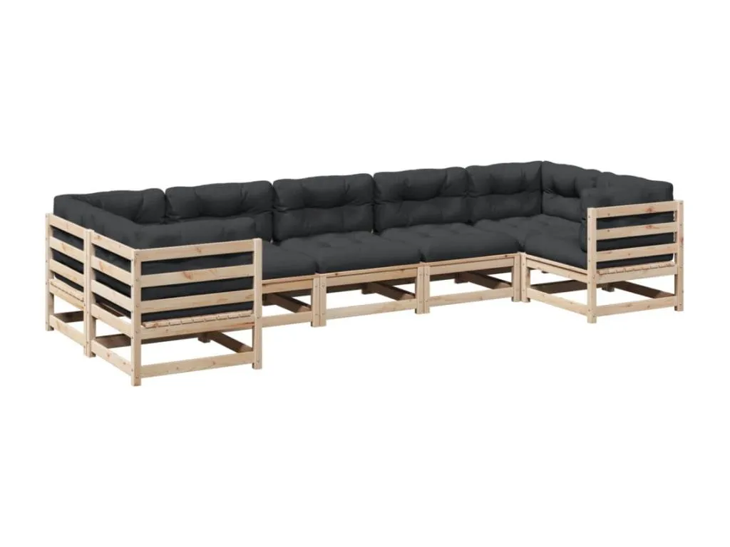 Vivircalido Set de sofás jardín 7 pzas con cojines Vivircalido maciza Vivircalido Marrón 83831udzw