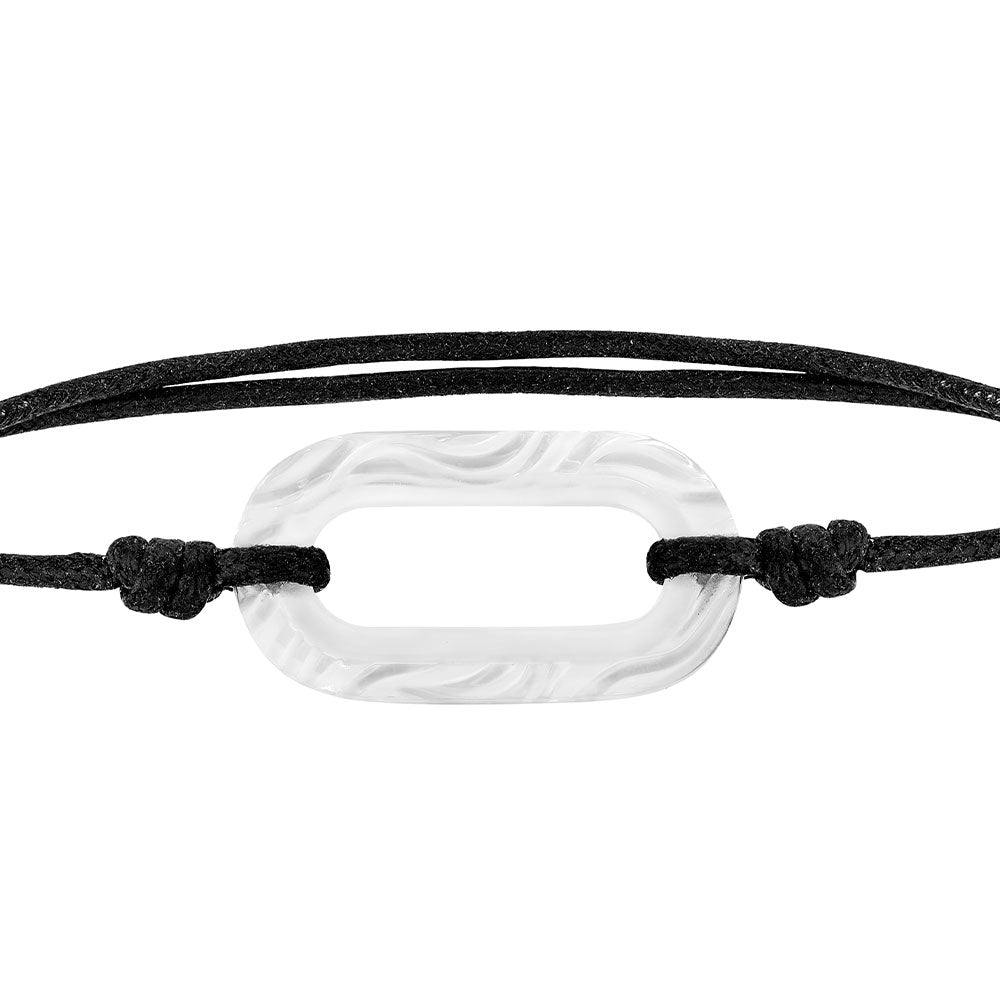 BRACELET CORDON EMPREINTE ANIMALE - CRISTAL INCOLORE, CORDON NOIR