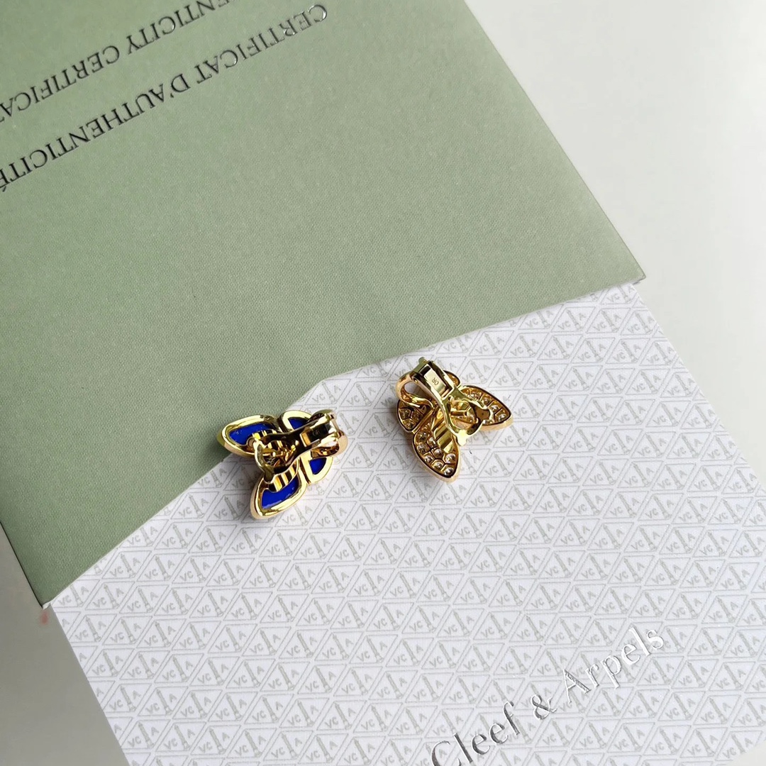 VCA Asymmetric Lapis Lazuli Butterfly Earrings - Original Replica Club
