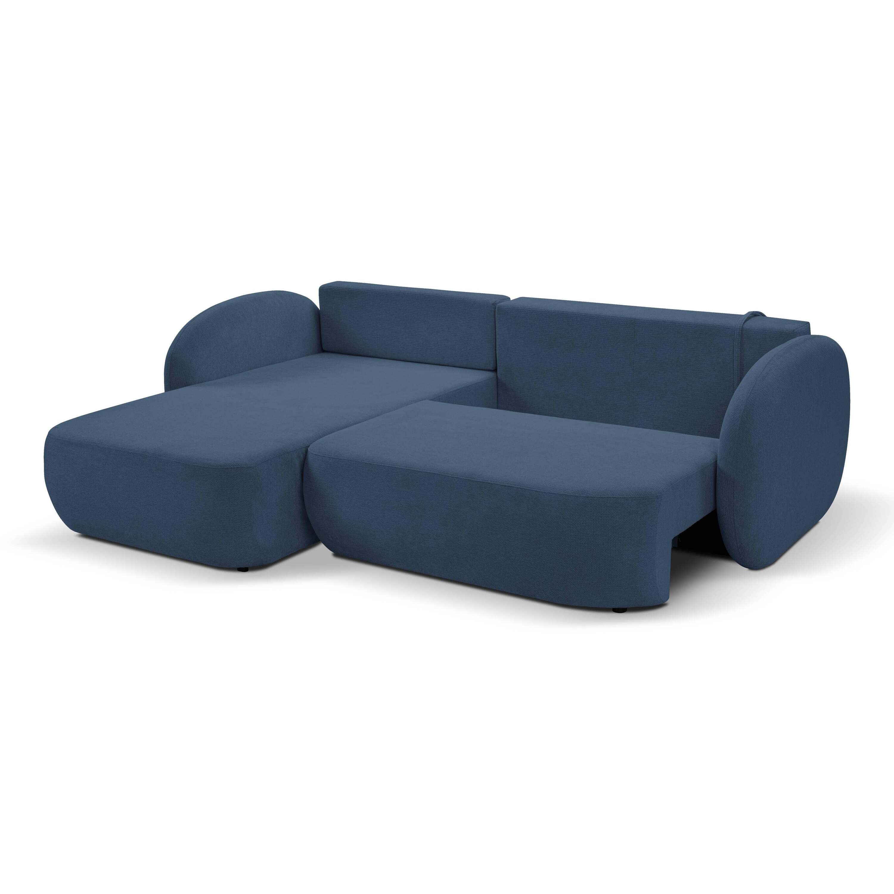 Blokker Orin Hoekbank Links met Slaapfunctie - Chenille - Blauw