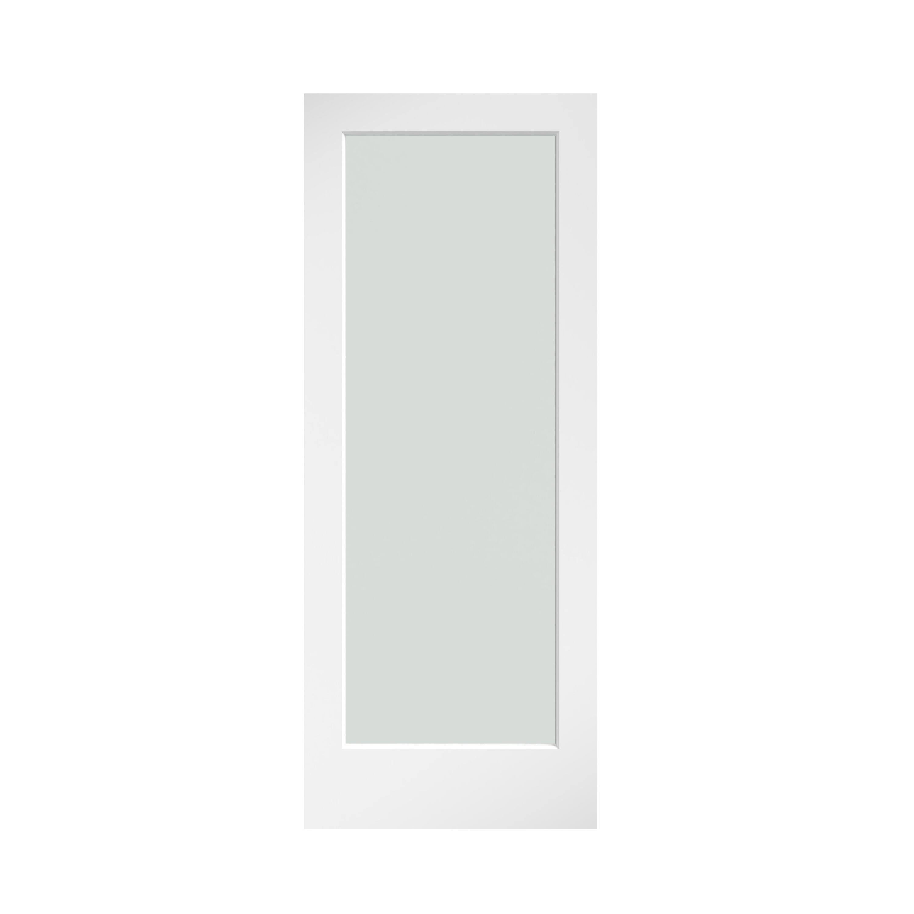 EightDoors 28 in. x 80 in. x 1-3/8 in. 1-Lite Solid Core Frosted Glass White Finished Wood French Interior Door Slab. White Primed-Instock(28)