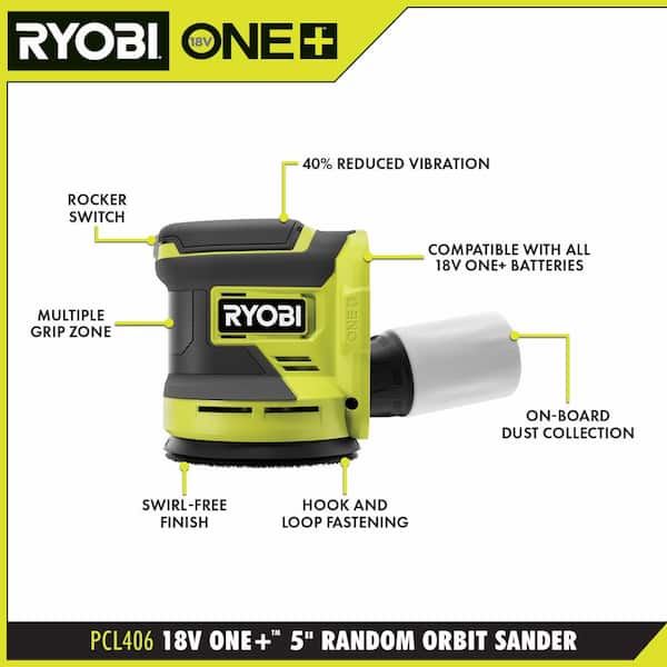 ONE+ 18V Cordless 2-Tool Combo Kit with Random Orbit Sander and Corner Cat Finish Sander (Tools Only) - Image 4