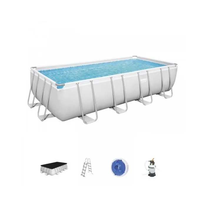 WAYFAIR Kit Piscine Hors Sol Tubulaire BESTWAY - Power Steel? - 488 X 244 X 122 Cm - Rectangulaire (Filtre " Sable, "Chelle, Diffuseur)