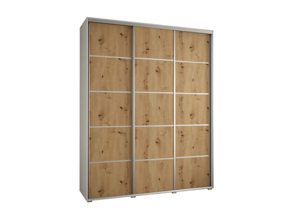 Armario Biocasahogar 3 puertas correderas 235.2x200x45 cm (Blanco/Artisan/Plata) SY6163455