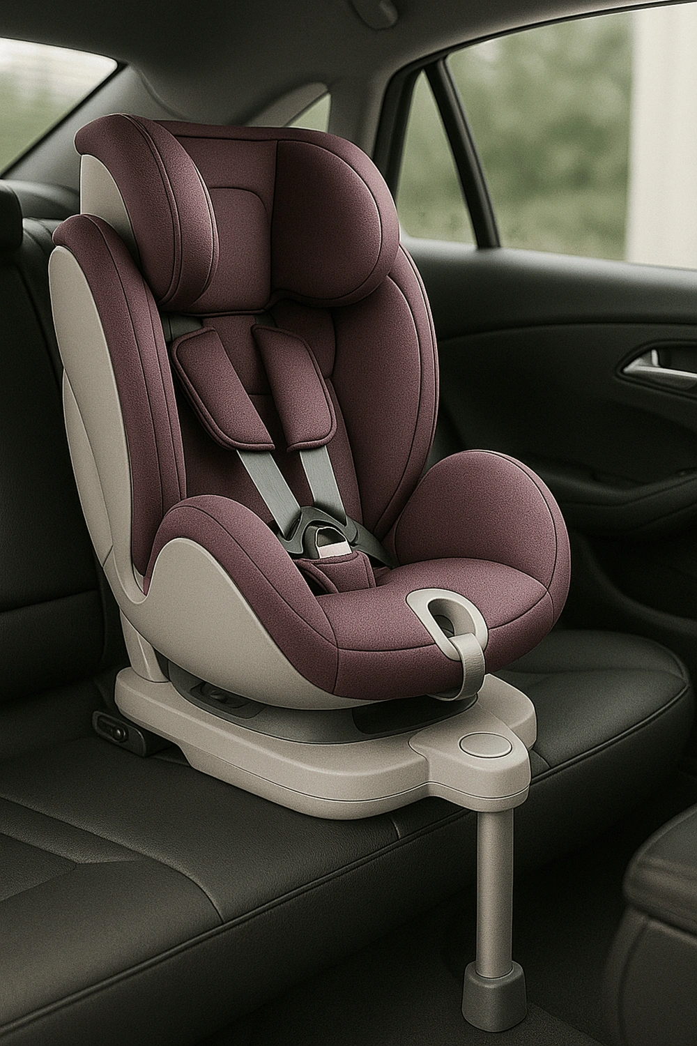 Asientos de coche, silla infantil con respaldo ajustable en 6 posiciones y reposacabezas ajustable en 10 alturas, hasta 22 kg, con protección lateral, arnés de 5 puntos y base estable, color burdeos beige, apta para 0 a 6 años