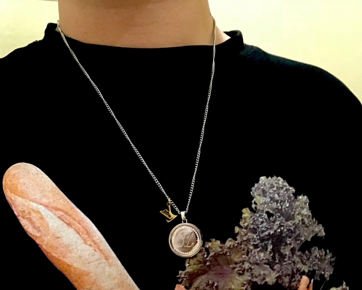 Louis Vuitton Two-Sided Silver Gold Round Rotating Pendant Necklace - Original Replica Club