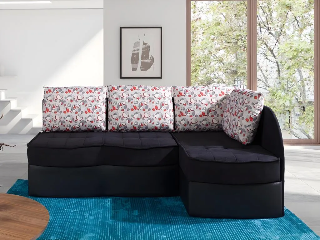 Sofá rinconero Andreuworldcasa 119 Negro Función de descanso Caja de ropa de cama 203x79cm