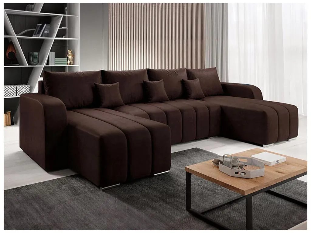 Sofá rinconero Habitarluz 108 Marrón Función de descanso Caja de ropa de cama 313x147cm IHOO09570