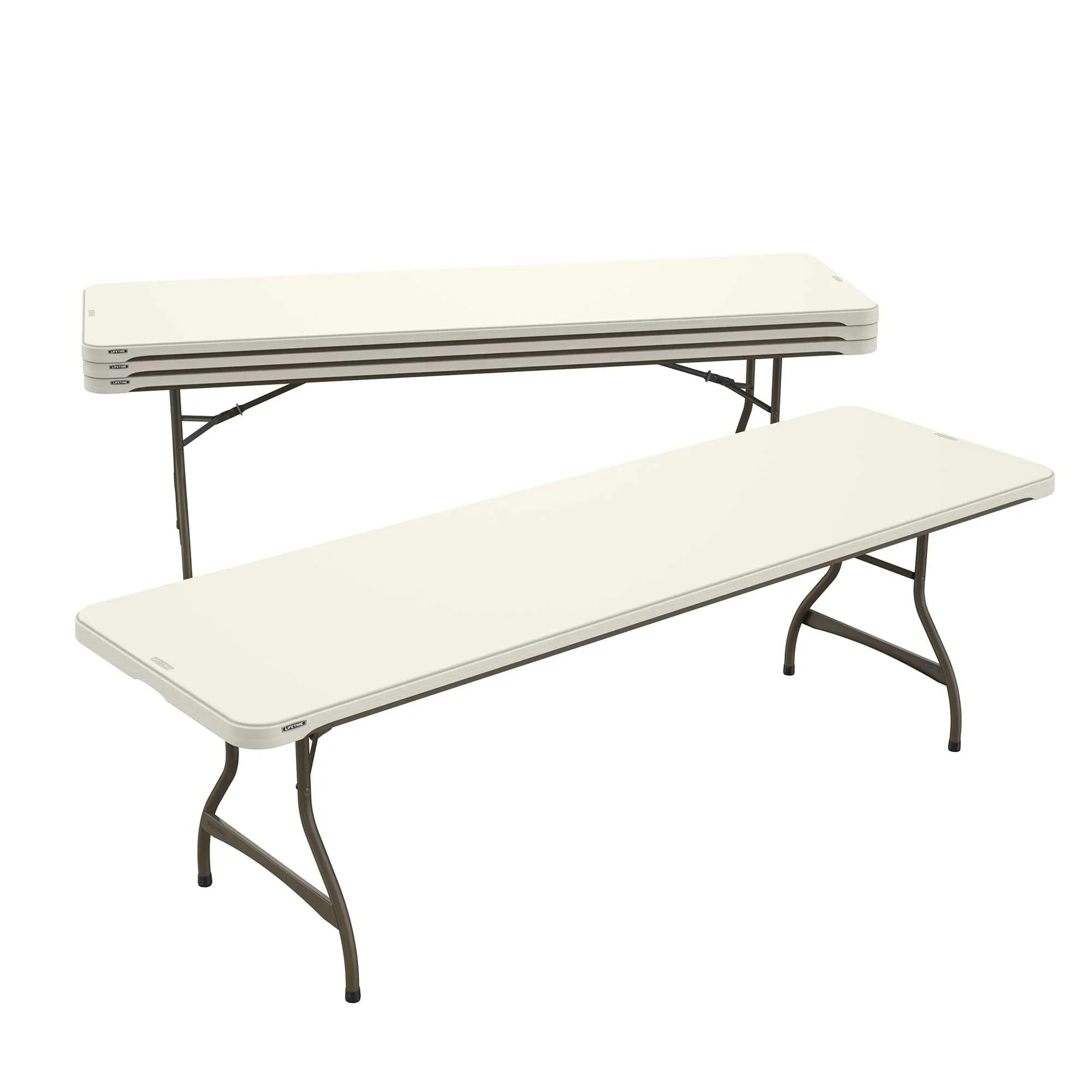 Lifetime 8 Foot Rectangle Nesting Folding Tables, Indoor/Outdoor Commercial Grade, Almond, Set of 4 (80707)