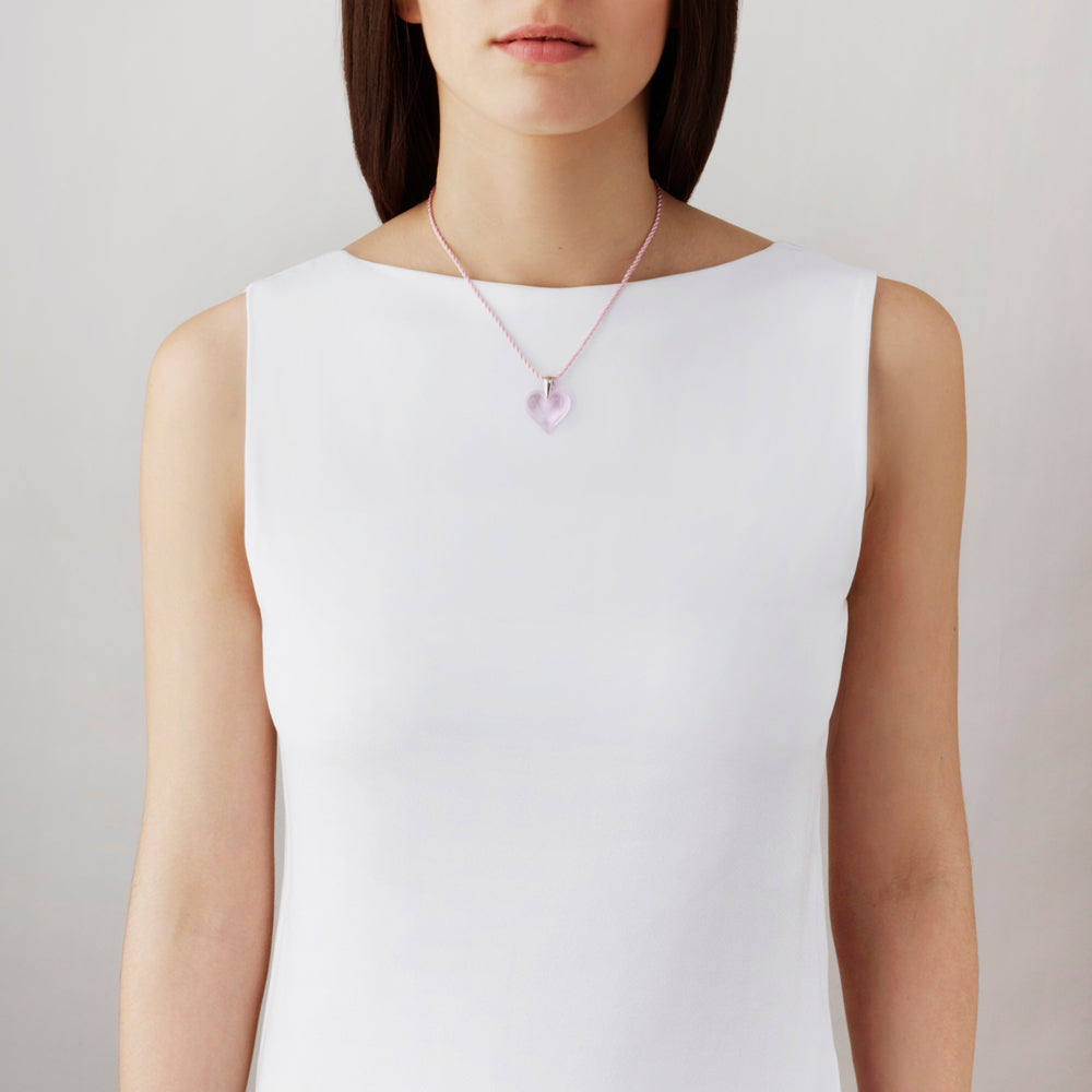 PENDENTIF AMOUREUSE BEAUCOUP - CRISTAL ROSE, ARGENT