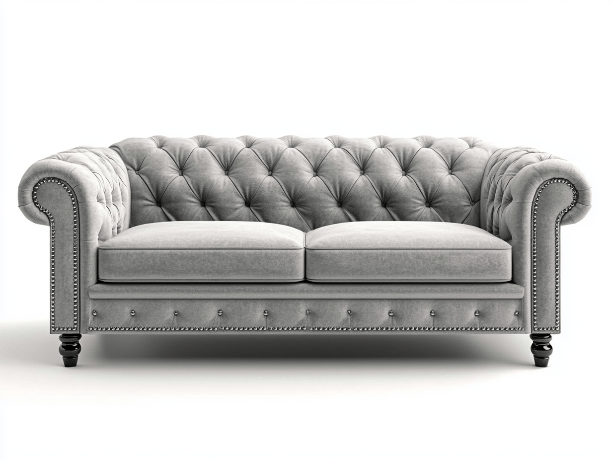 Sofá clásico sala de estar terciopelo gris
