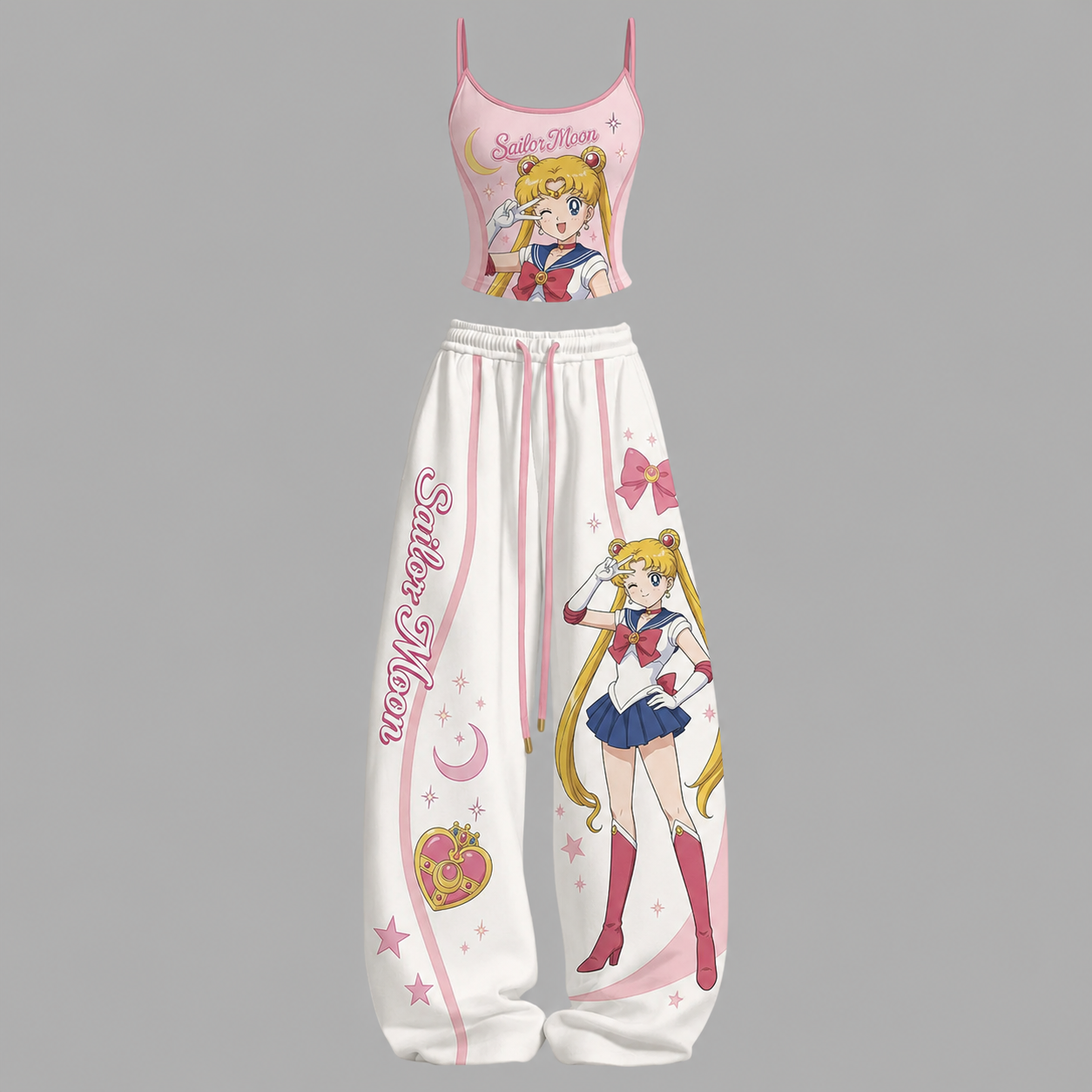 Sailor Moon Top & Elasticated Trousers Two-Piece Set TeeThreads Sustain the Scene with Custom Apparel