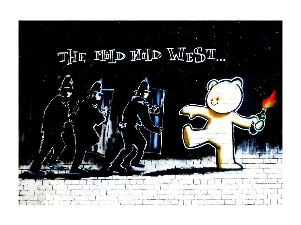 Impresión sobre Lienzo Banksy The Mild Mild West, Multicolor, 100x3x70 cm, Mubdelu
