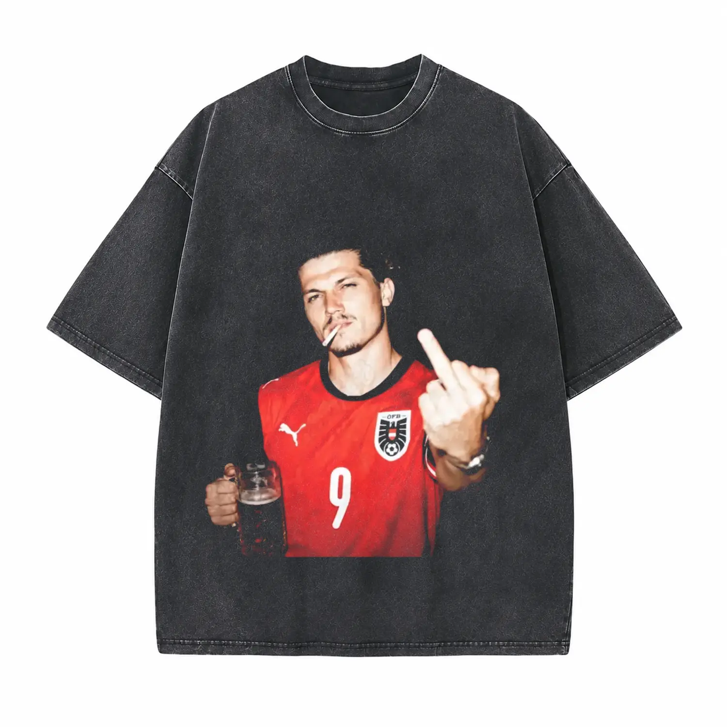 Funny Football Player Printed Unisex Washed T-Shirt