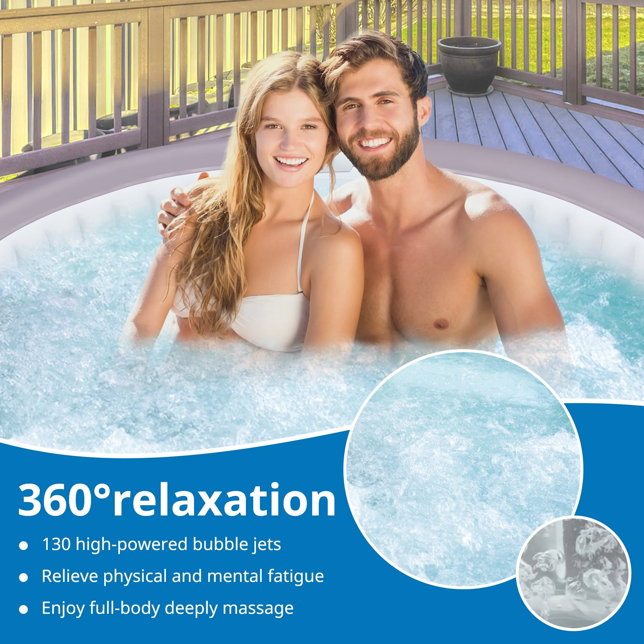 SEGMART 4-6 Person Inflatable Hot Tub Spa with 130 Jets, 82" Outdoor Spa Blow Up Hottub, Outdoor Portable Hottub with Insulated Cover, Floor Protector - Image 16