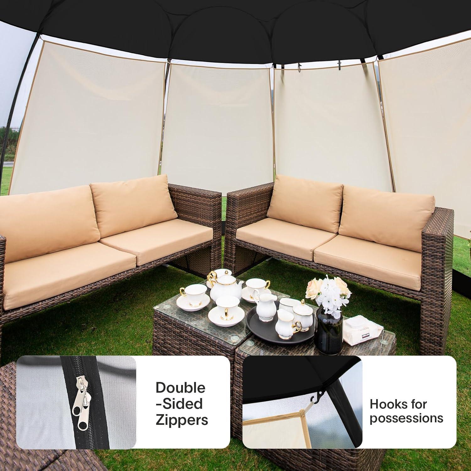 Screen gazebo sleeps 6-10-15 people Igloo-style canopy tent mosquito net on the sides Perfect