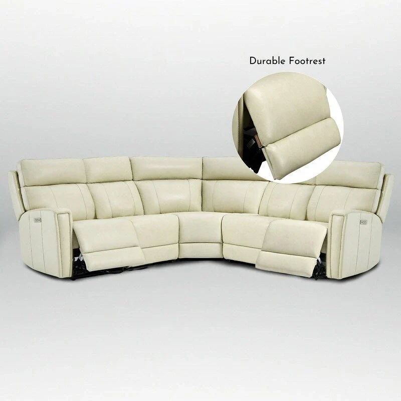 104" 3-Color Genuine Leather Power Reclining Sectional Sofa with Zero Gravity Feature, USB & USB-C Ports, and 2 Stationary Armless Chairs