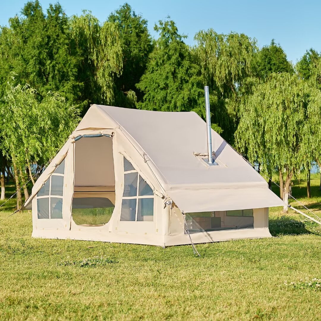 NAIZEA Tent for Camping with Pump - Air Glamping Tents, Easy Setup Blow up Tent, Waterproof Oxford Inflatable Tent, 4 - 6 Person Cabin Tent with Mesh & Chimney Window