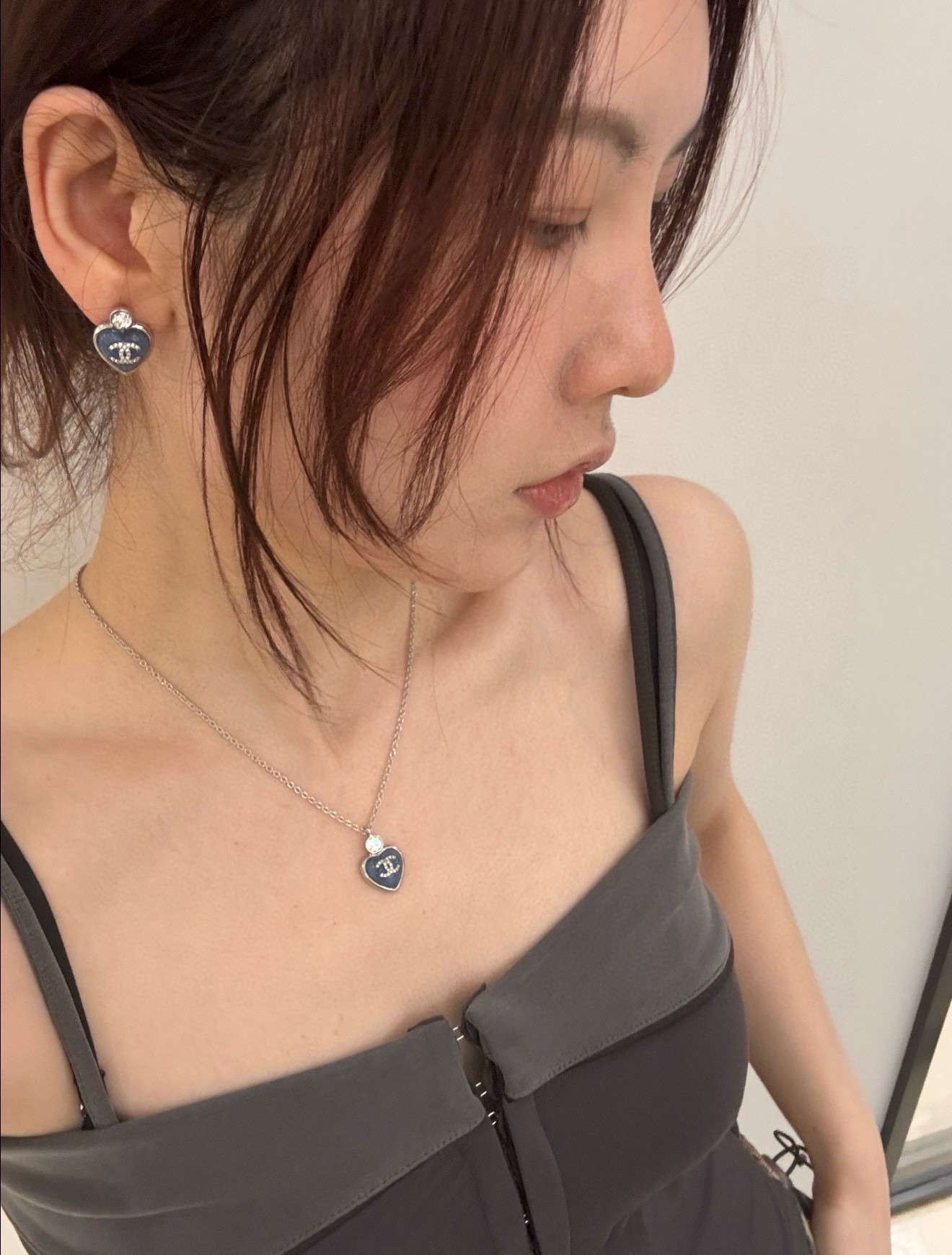 Chanel Blue Love Heart Necklace and Earrings - Original Replica Club