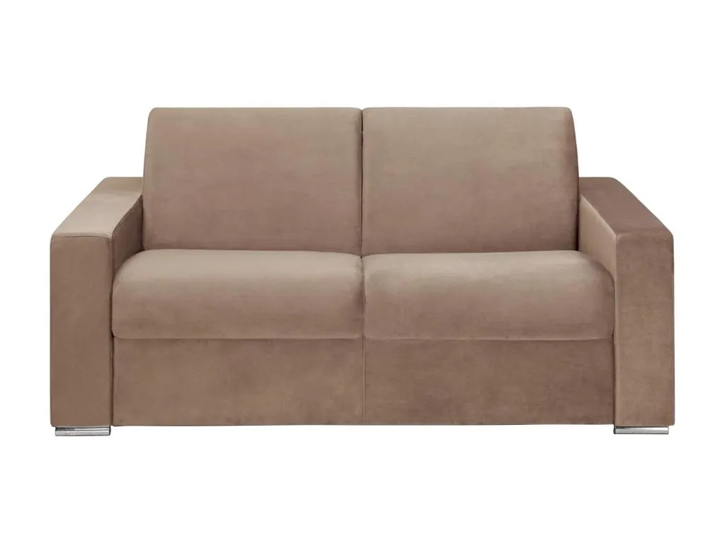 Sofá cama de 2 plazas tipo italiano de terciopelo Luxmbls - Beige - Somier de láminas de 120 cm - Colchón 16 cm con espuma con memoria de forma YPMK33037