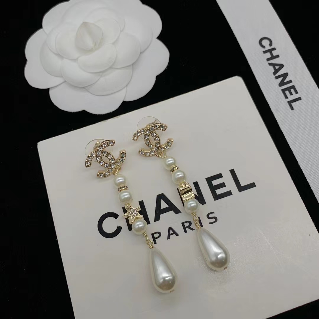 Chanel Teardrop Pearl Tassel Earrings - Original Replica Club