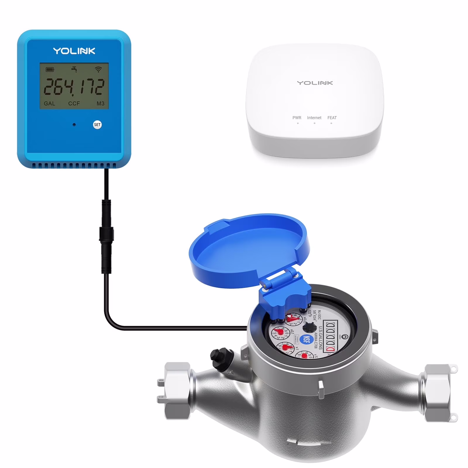 Yolink Flowsmart NSF Water Meter, Smart Water Usage Monitor and Water Leak Detection: 0.5 in Advanced Smart Home Water Meter, Hub Included(0.5Inch)