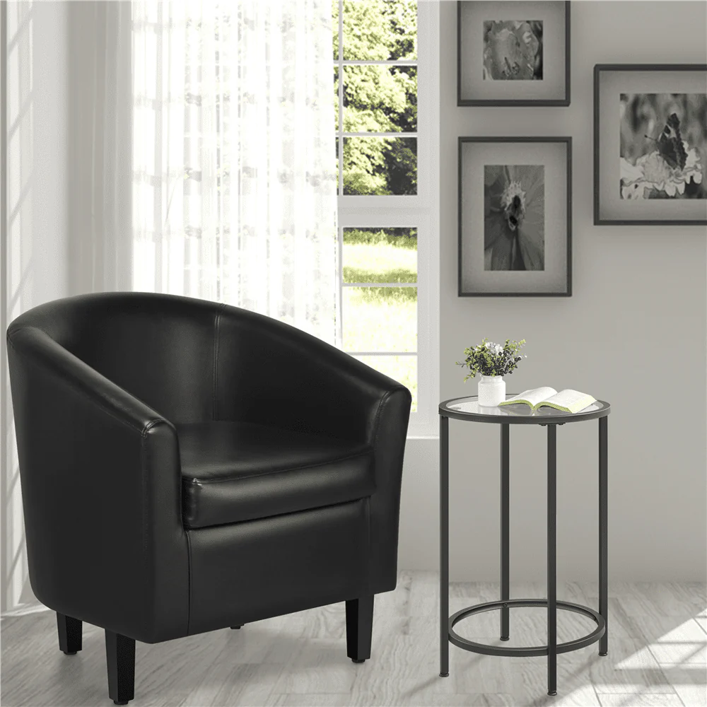Yaheetech Faux Leather Accent Arm Chair For Living Room, Black - Image 2