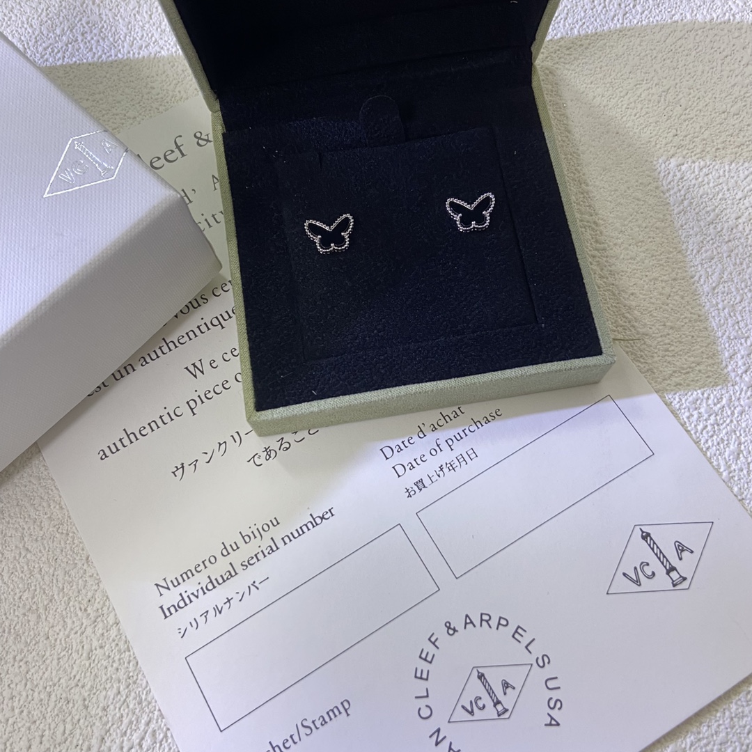 VCA Mini Black Butterfly Stud Earrings - Original Replica Club