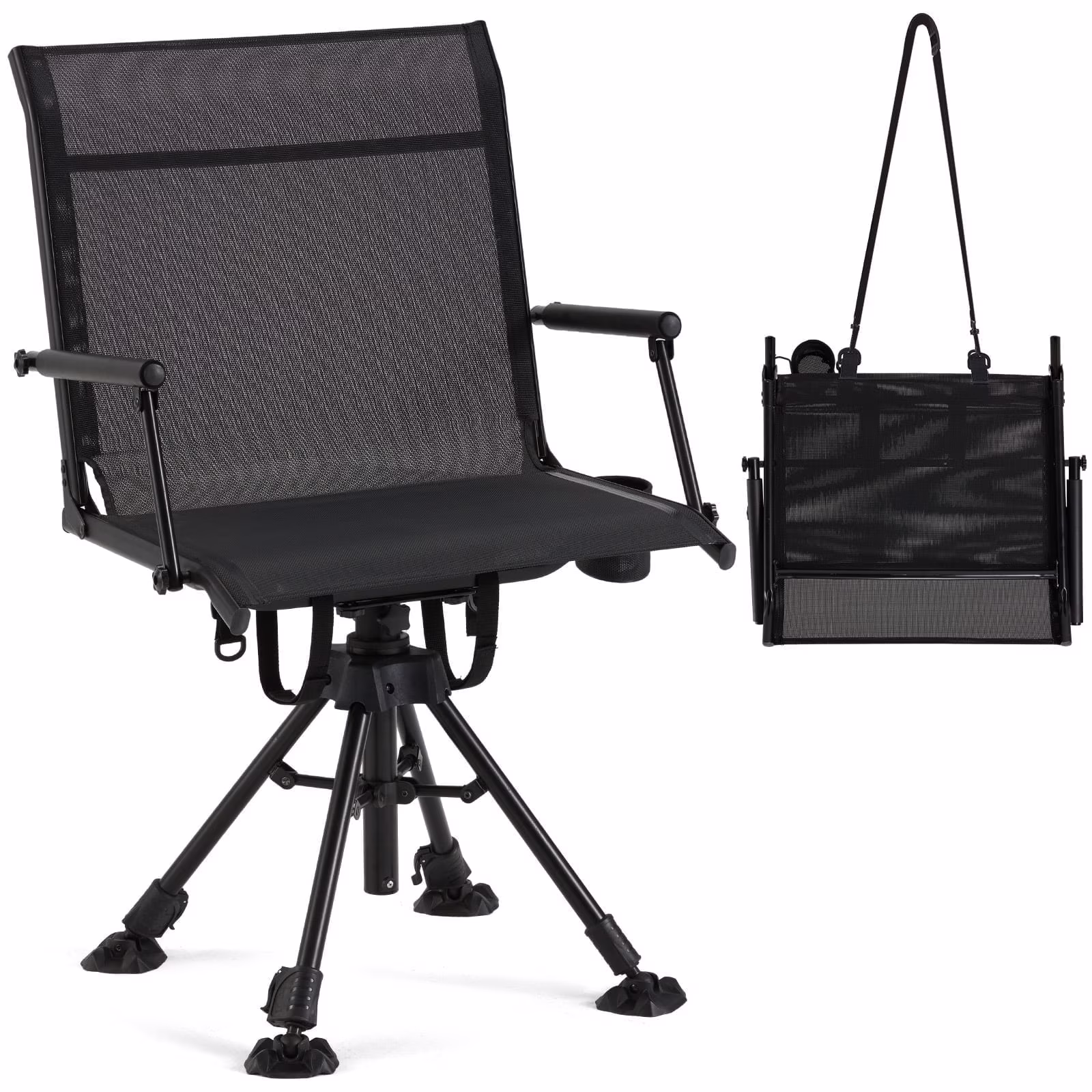 Danrelax 360- Silent Camo Hunting Blind Chair, Armrests, Side Pouch, Telescopic Legs - Image 13