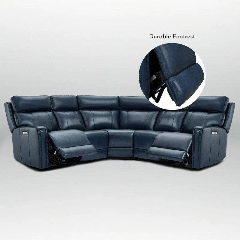 104" 3-Color Genuine Leather Power Reclining Sectional Sofa with Zero Gravity Feature, USB & USB-C Ports, and 2 Stationary Armless Chairs