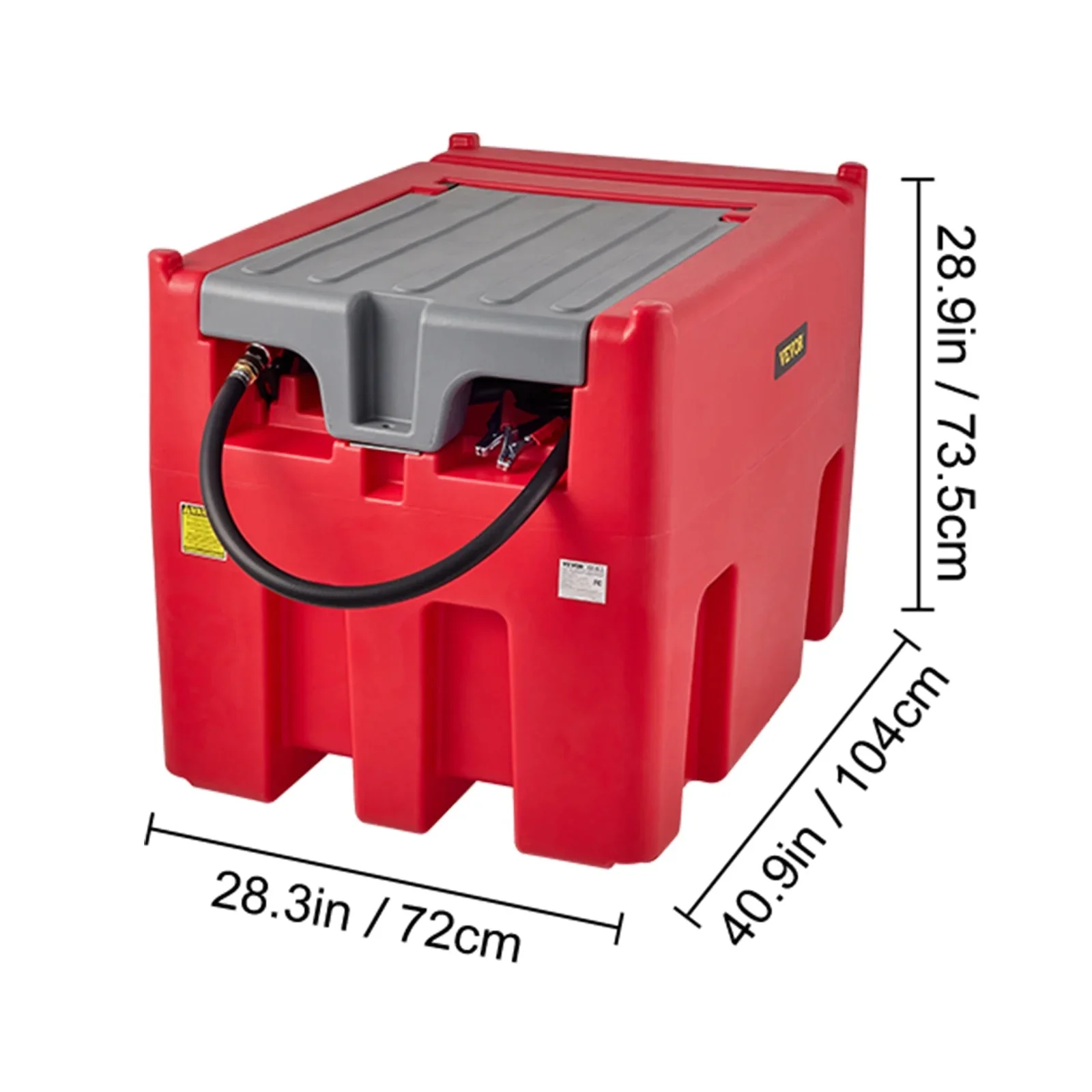 VEVOR Portable Diesel Fuel Tank, 116 Gallon, 10 GPM, 12V, 13.1 ft Hose, Red - YDIES4OOL-E - Image 9 VEVOR Portable Diesel Fuel Tank, 116 Gallon, 10 GPM, 12V, 13.1 ft Hose, Red - YDIES4OOL-E - Image 9