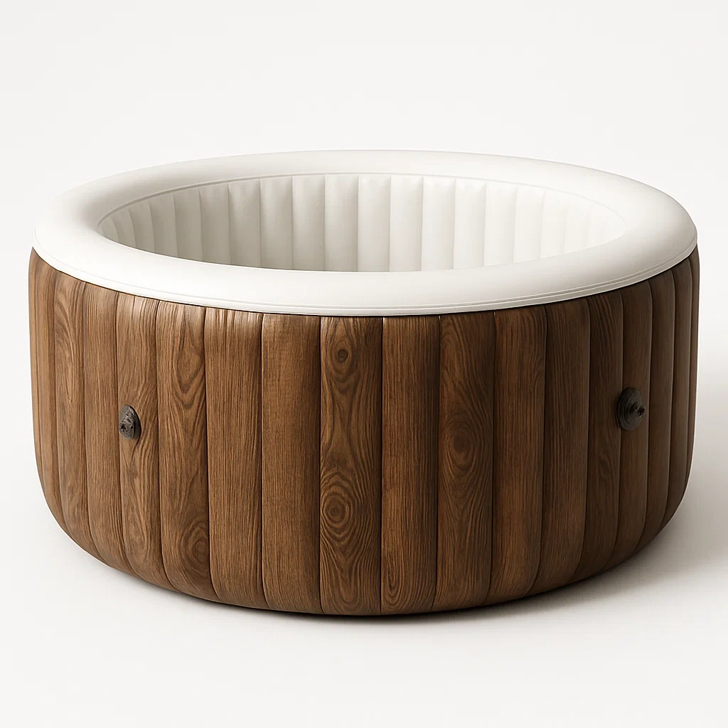 Spas hinchables 180x180x71 cm 4 personas redondo madera/ blanco CRvvZwW313GT