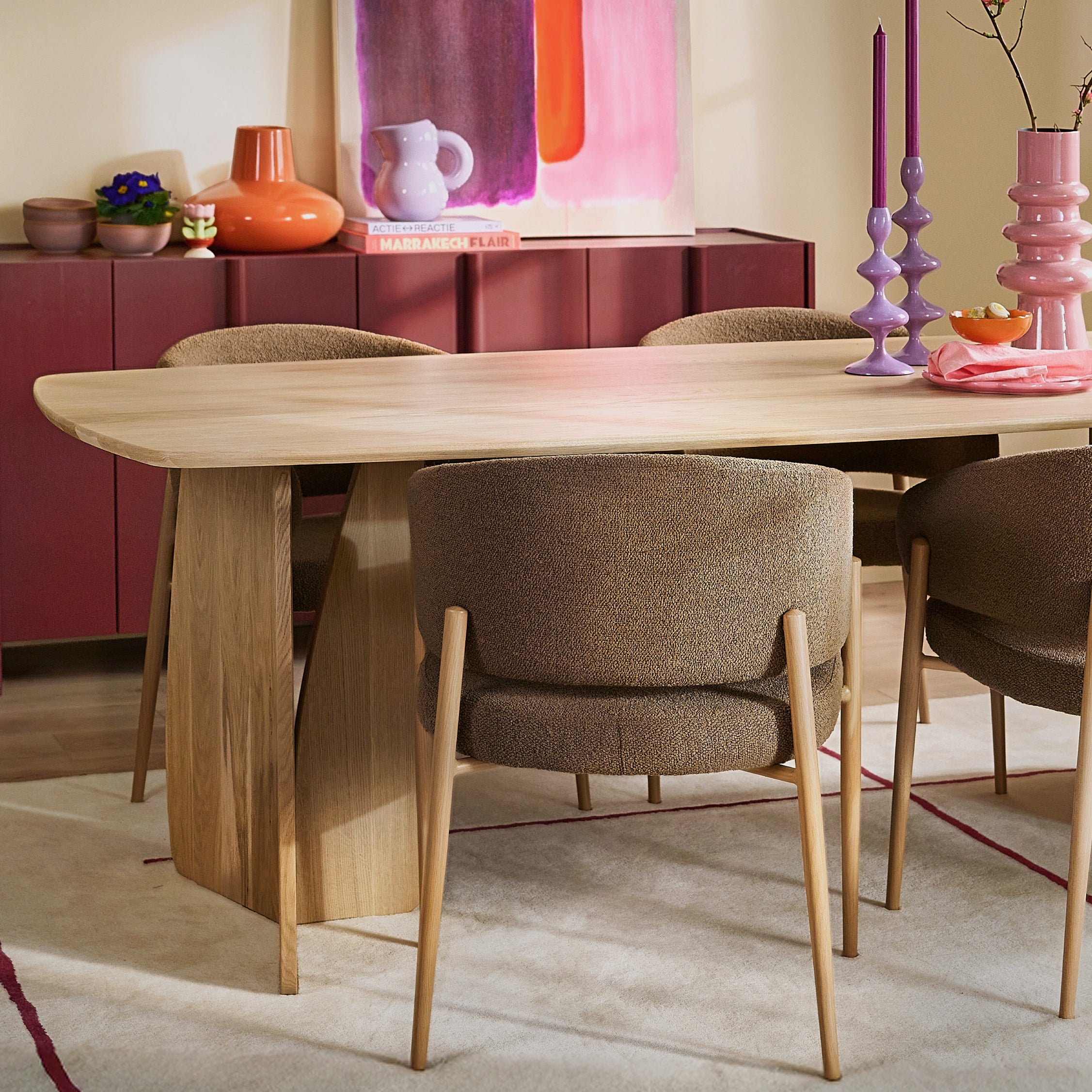 Blokker Oakline Curve Eettafel B 180 cm - Natural