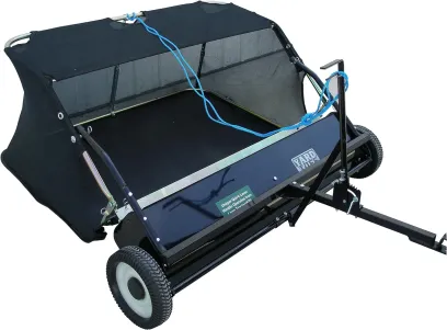 Yard Tuff 42 Inch Quick Assembly Tow Style Lawn Yard Sweeper with Brush Height Adjustment and Mesh Bag for Debris, Leaves, Grass, and More