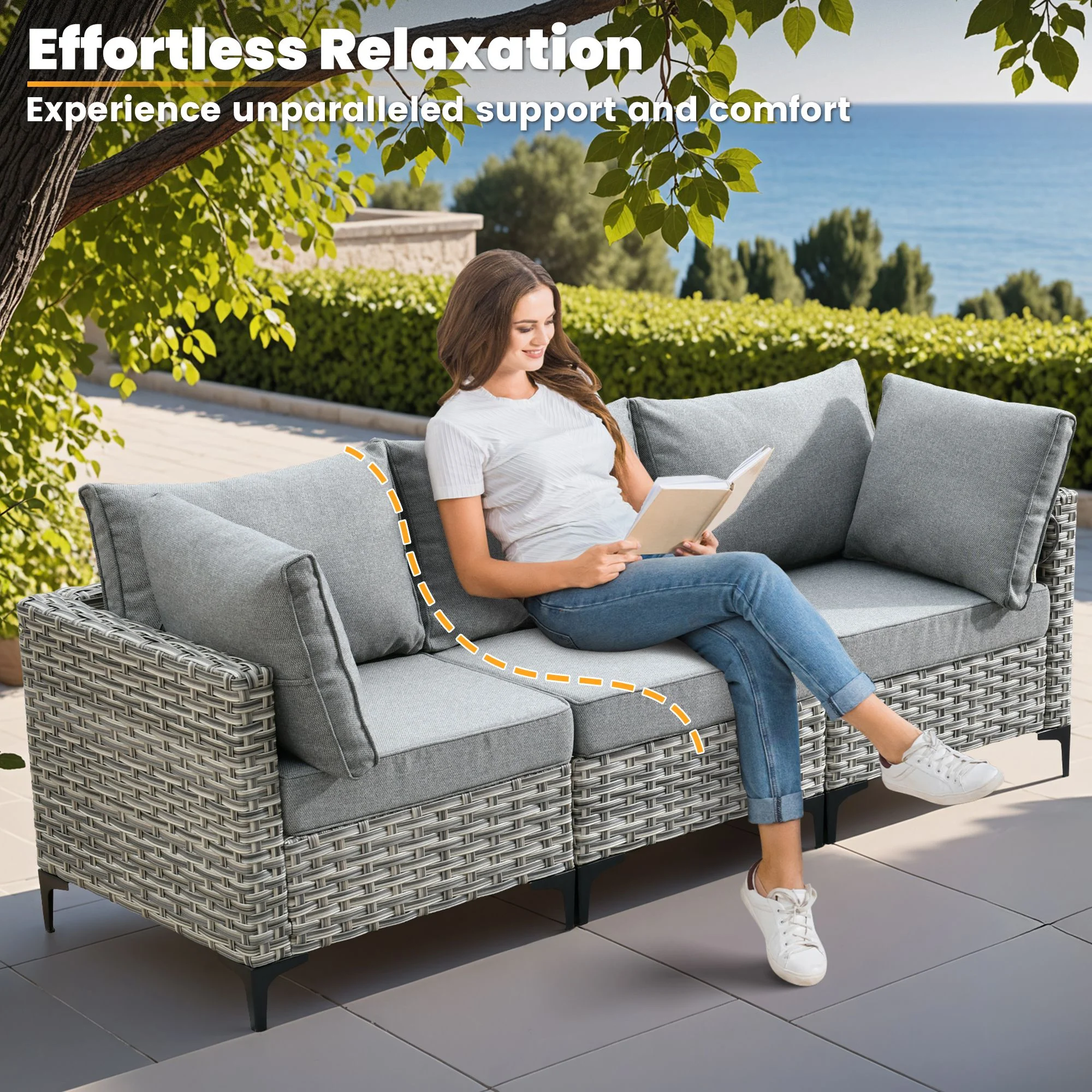 Vcatnet Outdoor Patio Furniture Sets 10 Pieces Sectional Sofa Wicker Conversation Set with Swivel Glider Chairs and Solar Powered Coffee Table for Porch,Backyard,Gray - Image 32
