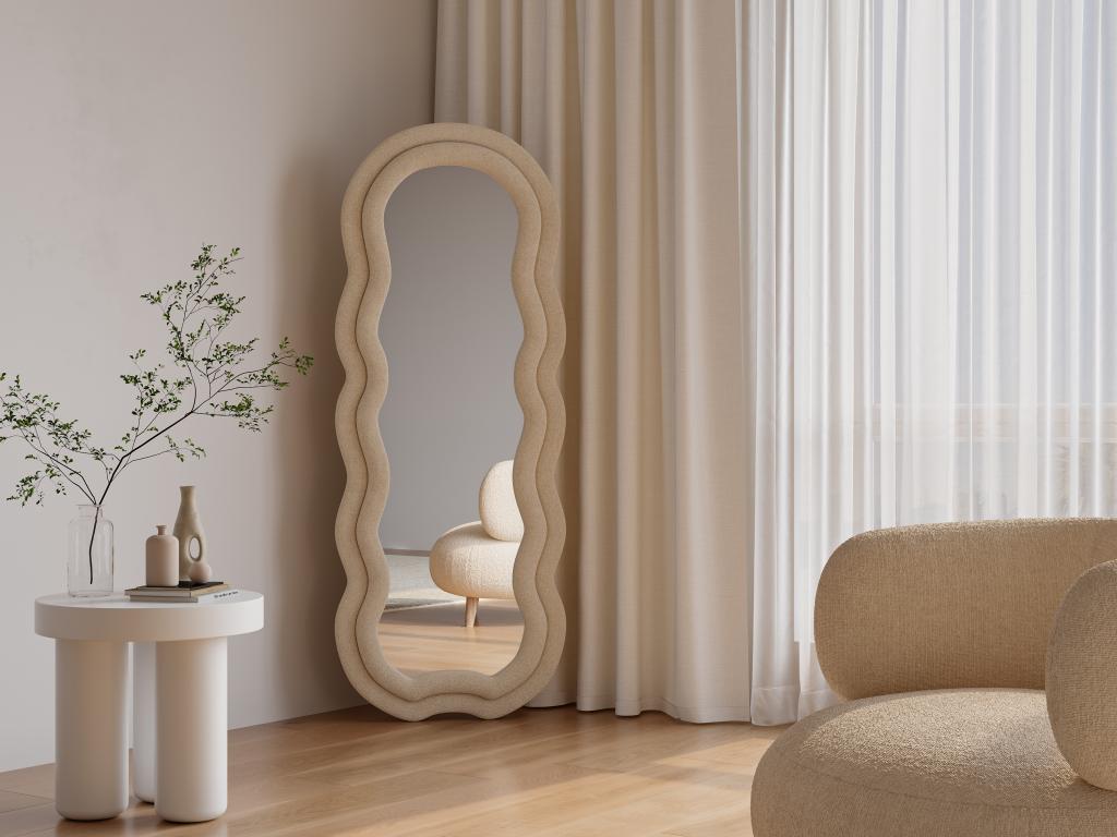 Espejo de terciopelo - L. 60 x A. 160 cm - Beige - LINOA