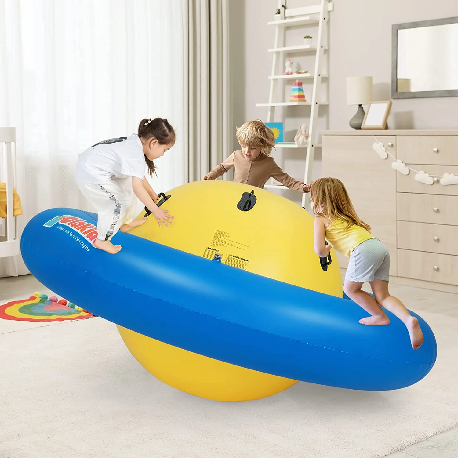 OLAKIDS 8FT Inflatable Dome Rocker Bouncer, Outdoor Kids Giant Roll and Play Seesaw Rocker with 6 Secure Handles, Max Weight 250 LBS, Toddlers Climbing Toy Backyard Play Center Equipment - Image 21