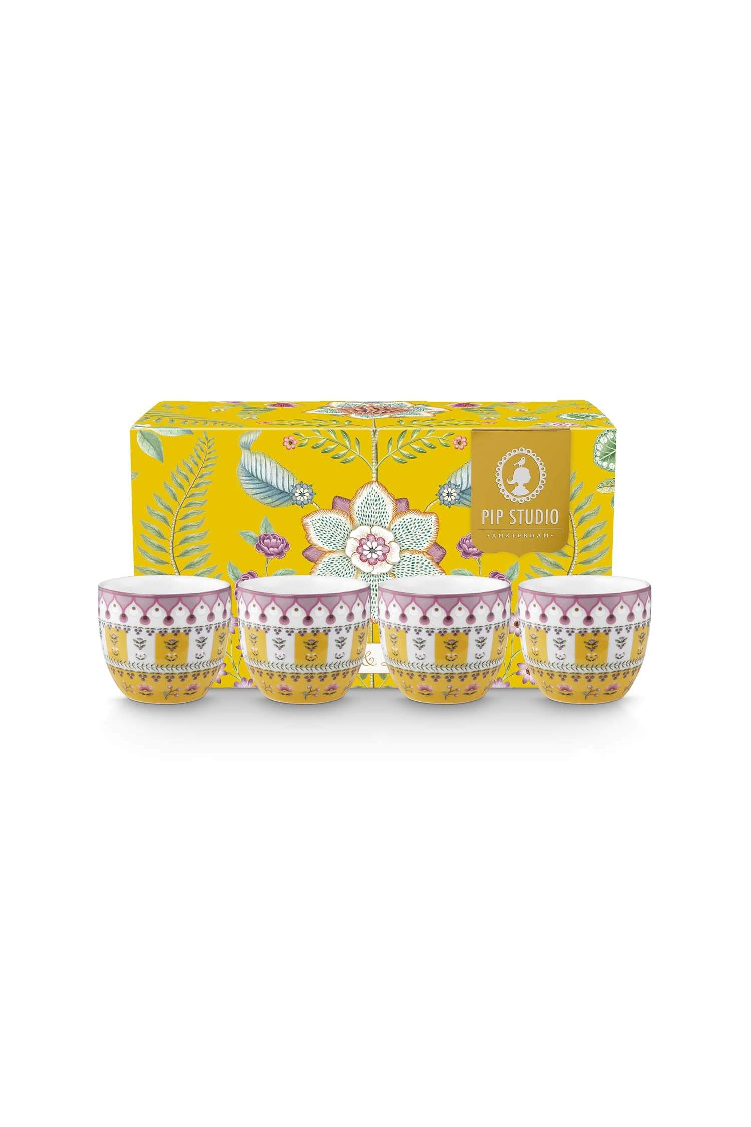 Set/4 Egg Cups Lily&Lotus Moon Delight Yellow